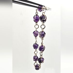 Vintage Natural Amethyst Sphere Wire Wrap Cage Bracelet